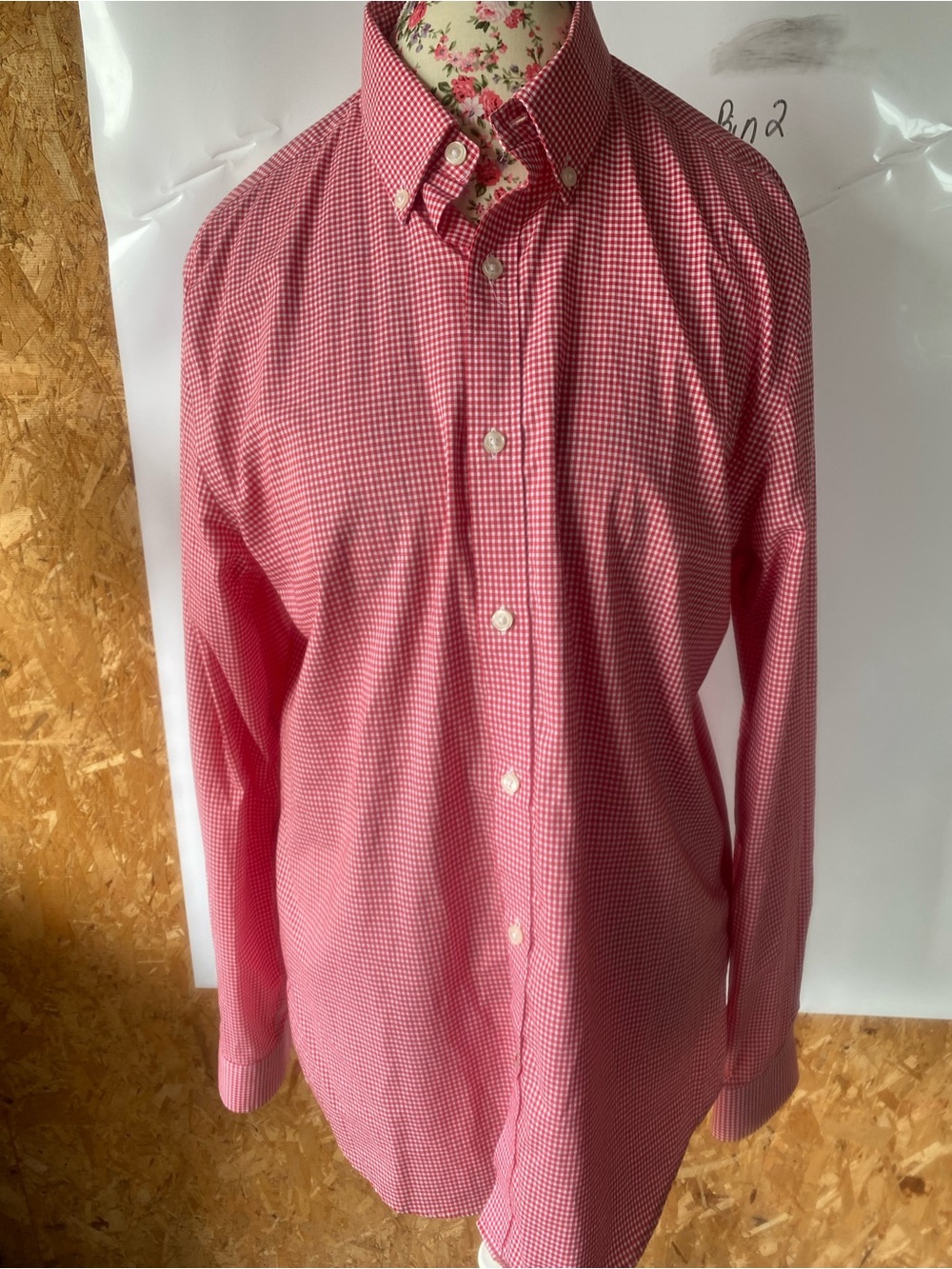 Tommy Hilfiger Red and White Gingham Button-Down Dress Shirt